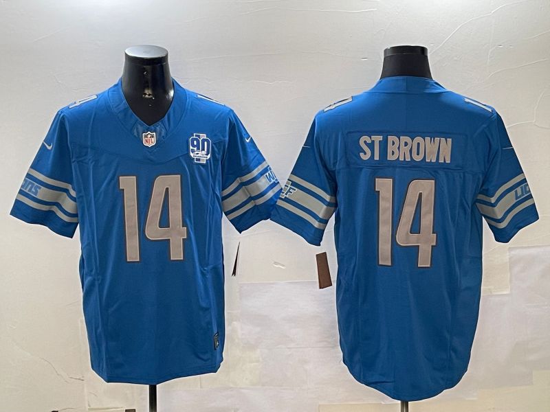 Men Detroit Lions #14 St Brown Blue three generations 2024 Nike Limited NFL Jersey style 11023->detroit lions->NFL Jersey